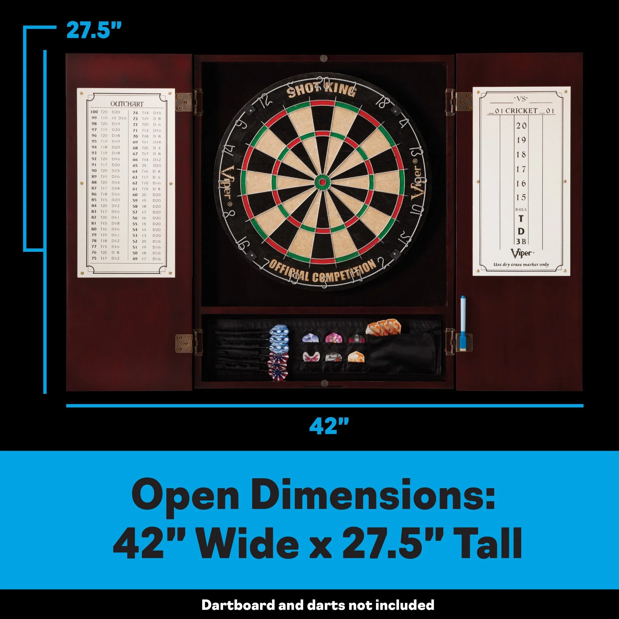 [OPEN BOX]  Viper Metropolitan Mahogany Steel Tip Dartboard Cabinet - Image 6