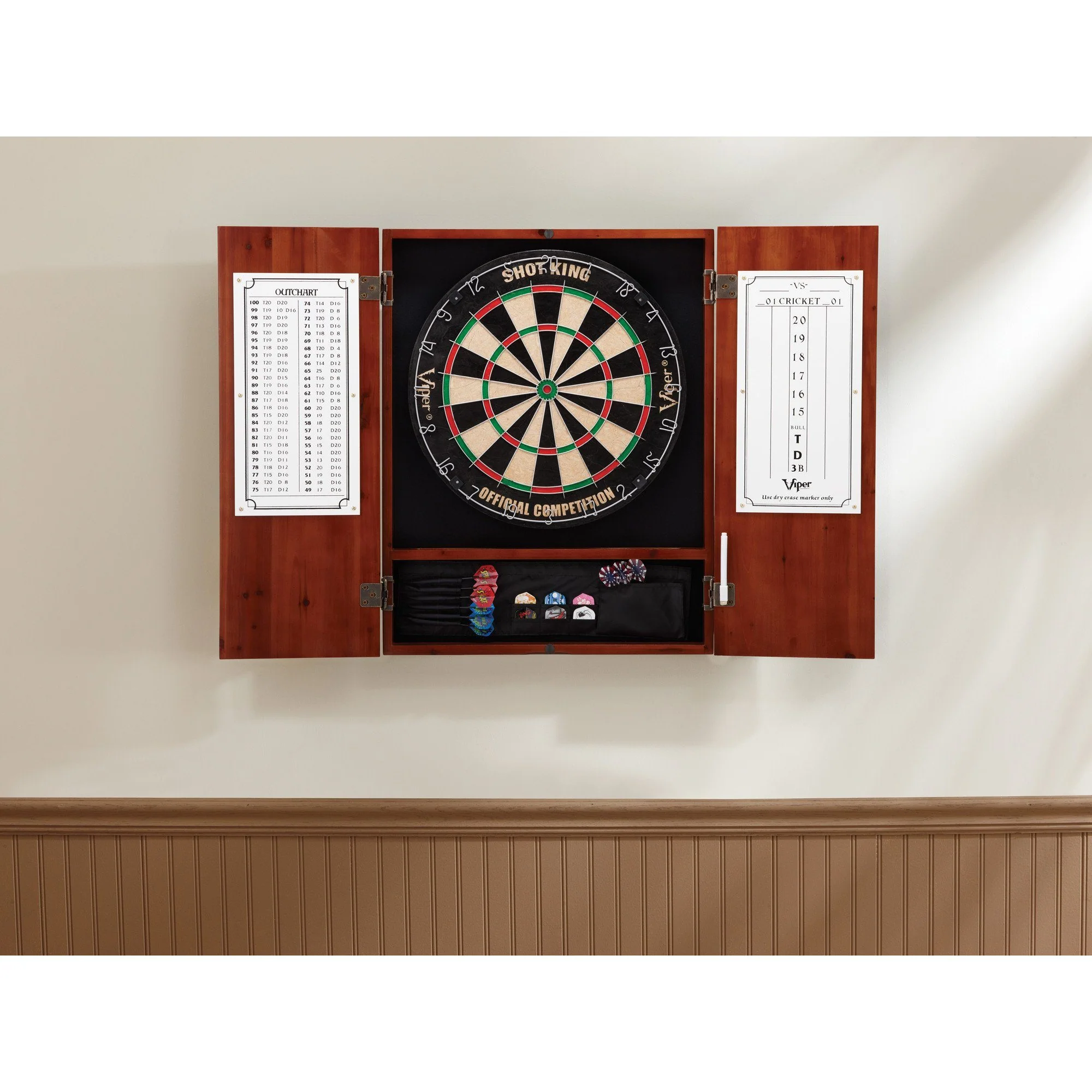 [OPEN BOX]  Viper Metropolitan Cinnamon Steel Tip Dartboard Cabinet - Image 3