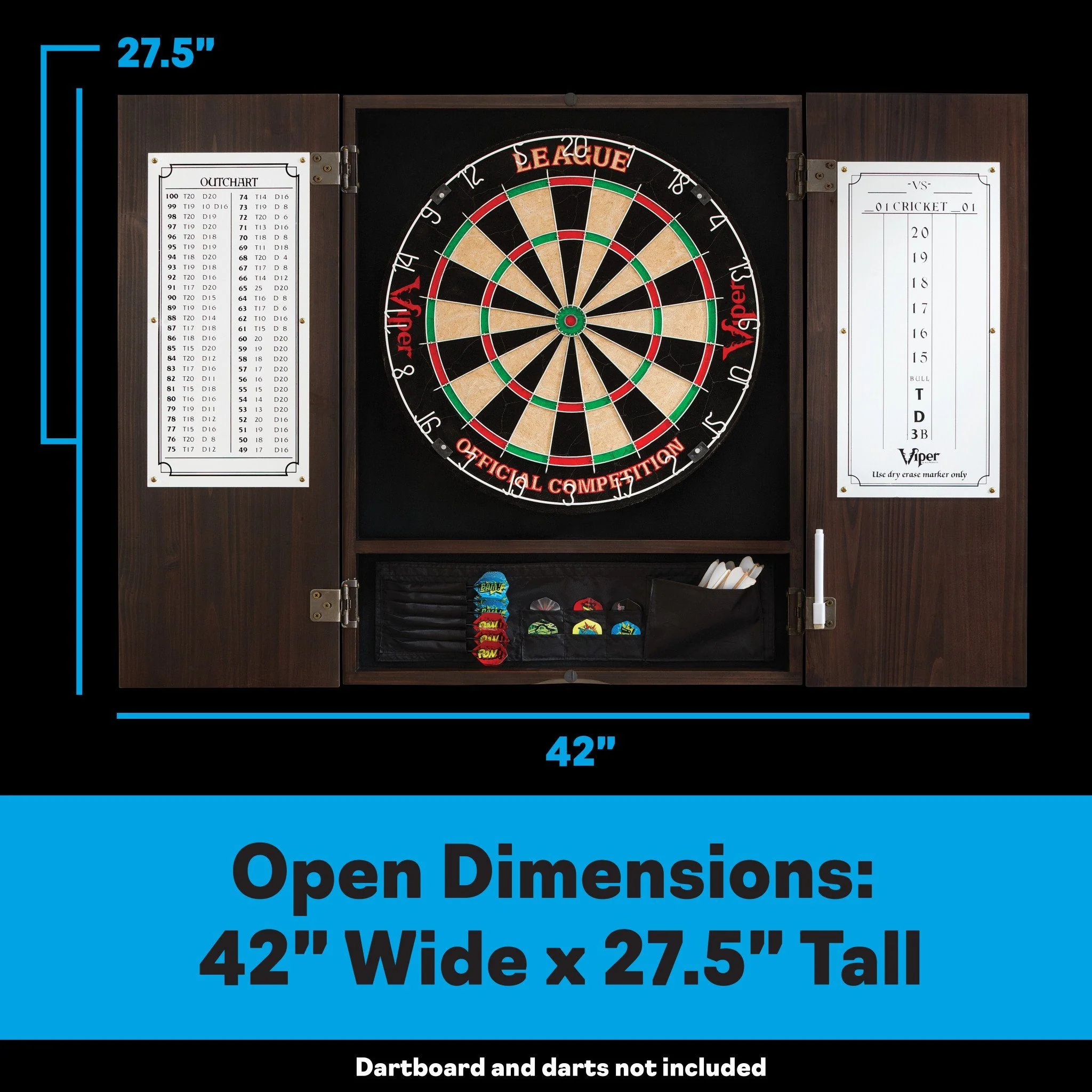 [OPEN BOX]  Viper Metropolitan Espresso Steel Tip Dartboard Cabinet - Image 10