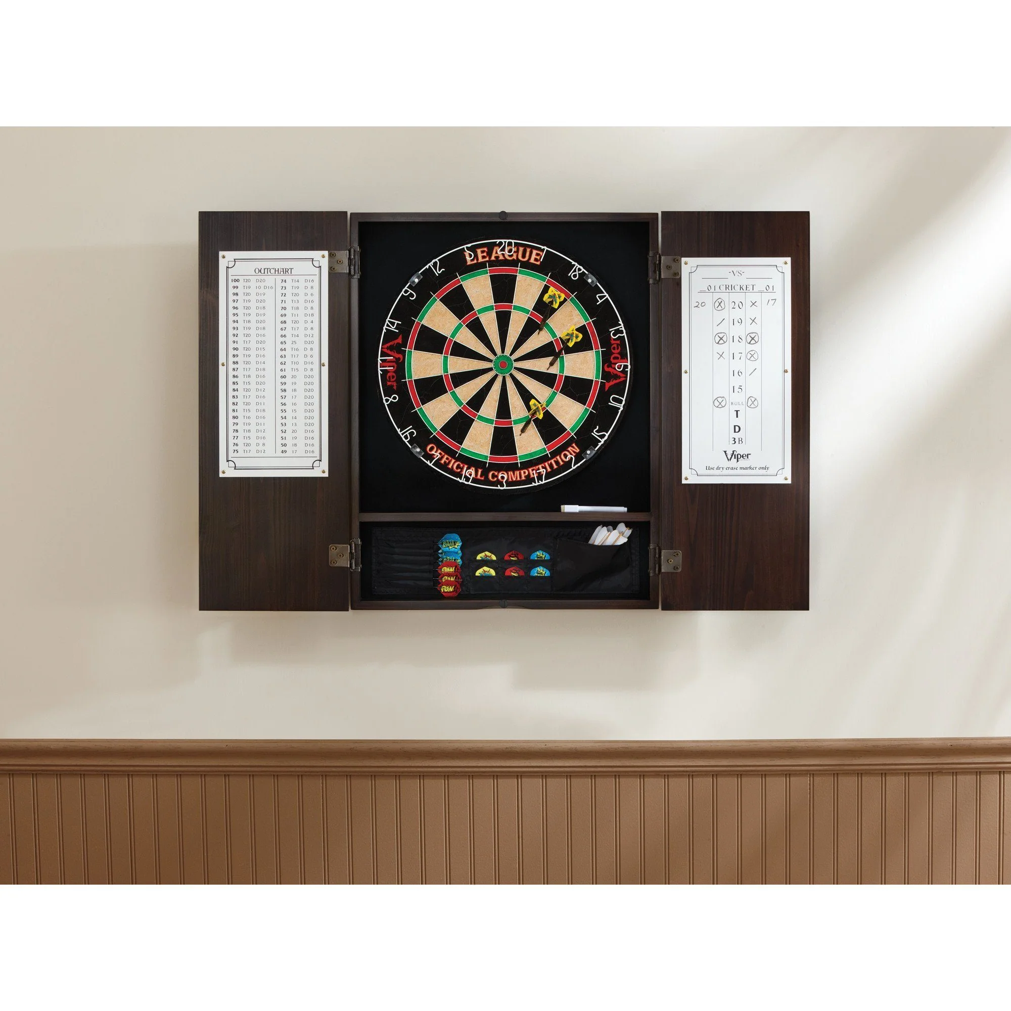 [OPEN BOX]  Viper Metropolitan Espresso Steel Tip Dartboard Cabinet - Image 3