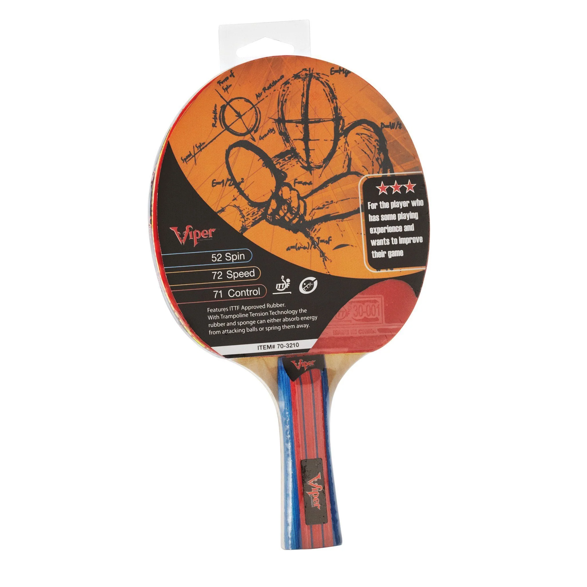 [OPEN BOX]  Viper Three Star Table Tennis Racket - Image 2