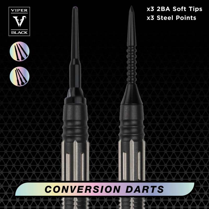 [OPEN BOX] Viper Black Flux 90% Tungsten Steel or Soft Tip Conversion Darts Black/Silver 20 Grams - Image 4
