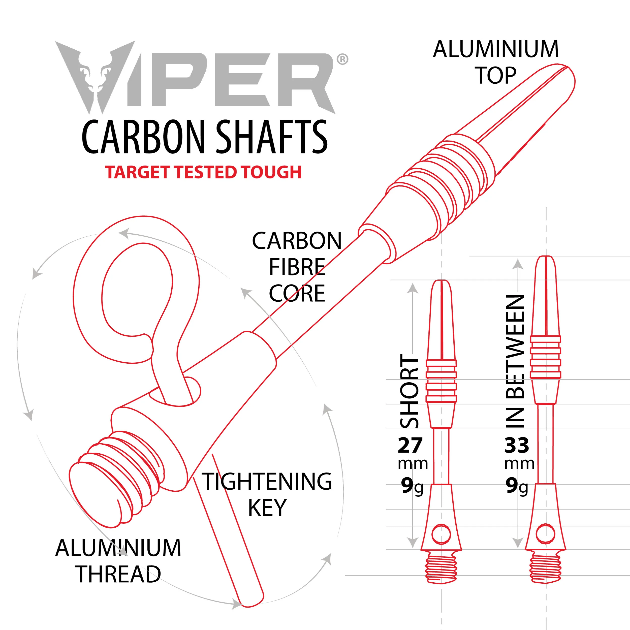 Viper Carbon Fiber Dart Shafts | Short | Silver - Image 6