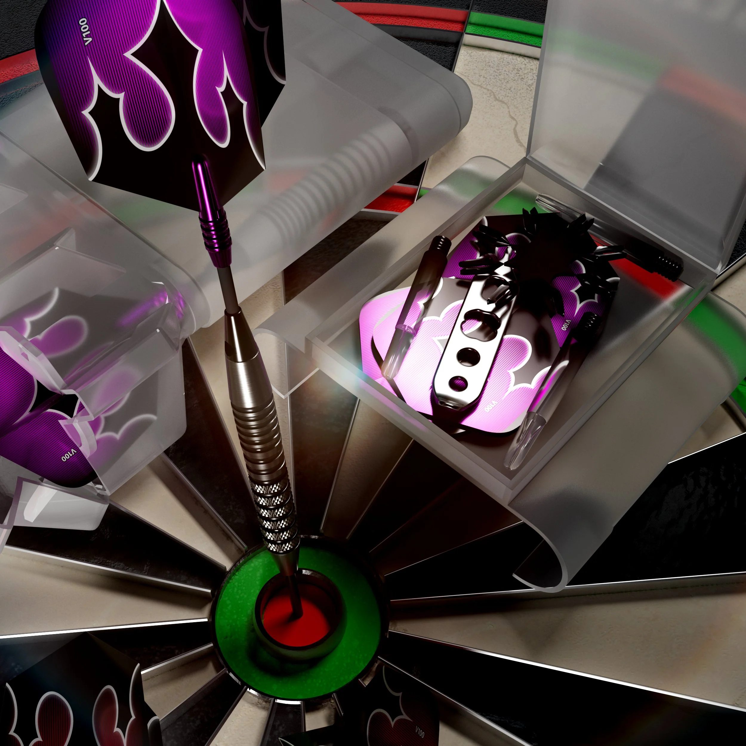 Viper Shot King Steel Tip Dart Set with Nomad Dart Case | 80% Tungsten | Purple | 21 Grams - Image 7